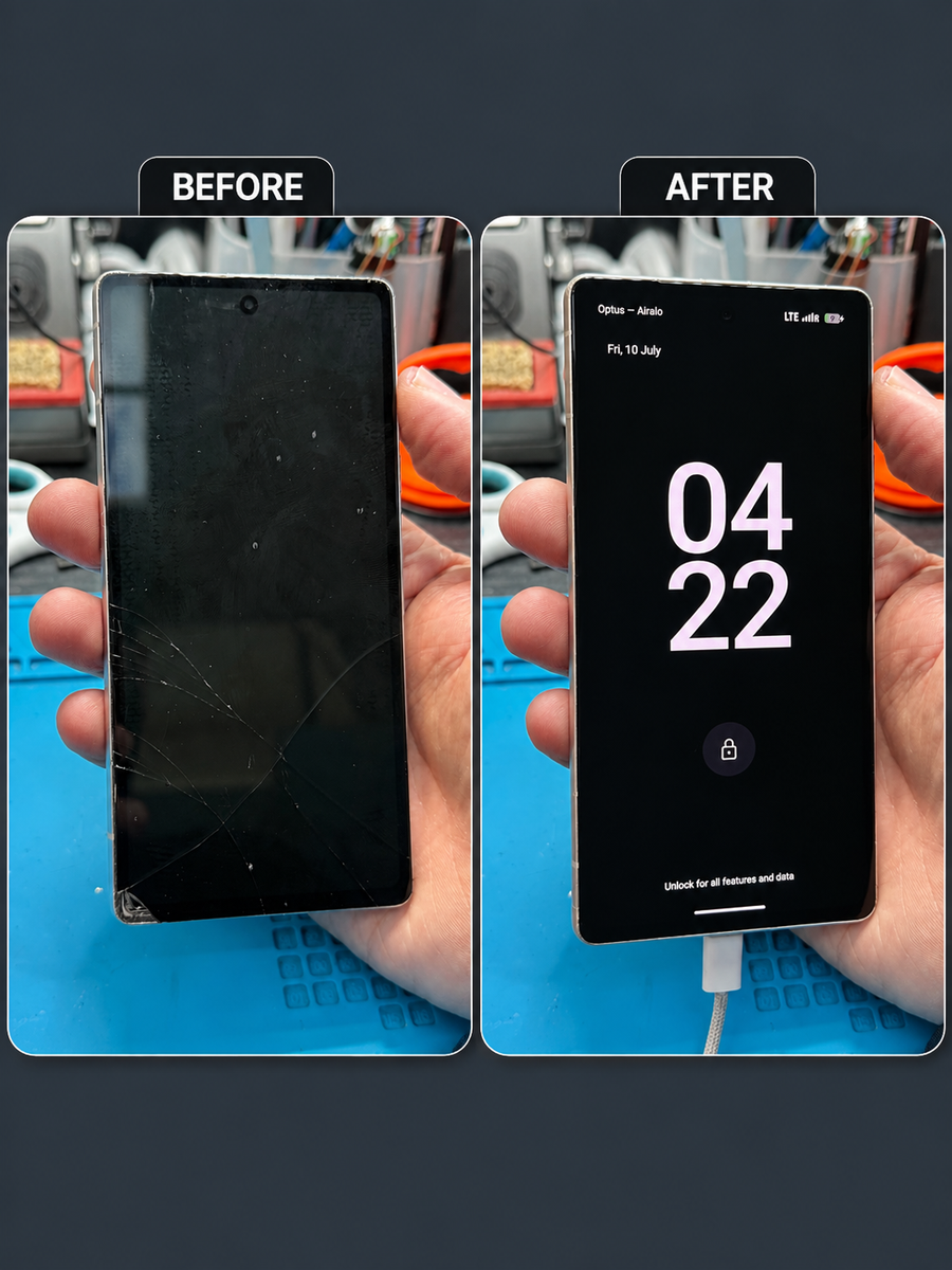 Pixel 7 before and after screen repair