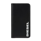 Diesel Black Leather with White Vertical Logo 2-in-1 Folio Case for iPhone 11 Pro Max