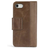 Diesel Brown Lined Leather Notebook Folio Case for iPhone 7+/8+