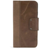 Diesel Brown Lined Leather Notebook Folio Case for iPhone 7+/8+