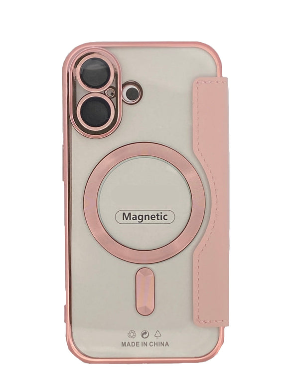 Boomtique Clear Rose Gold Magsafe Wallet Case for iPhone 16
