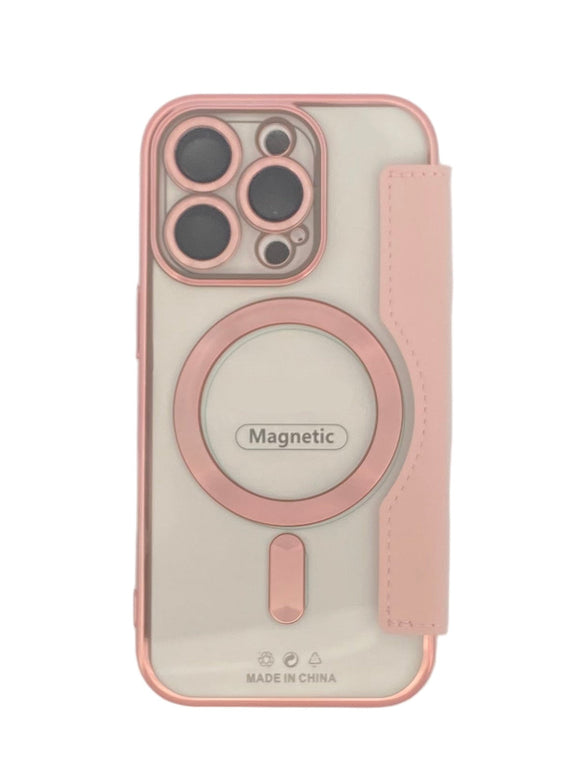 Boomtique Clear Rose Gold Magsafe Wallet Case for iPhone 15 Pro