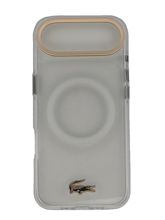 Lacoste Frosted Finish Clear with Gold Edge Case for iPhone 17 Air - MagSafe Compatible