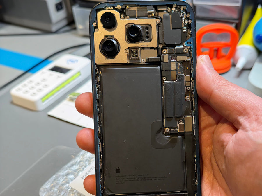 Internal iPhone components during repair