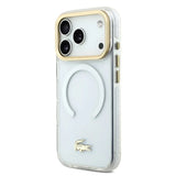 Lacoste Frosted Finish Clear with Gold Edge Case for iPhone 17 Pro - MagSafe Compatible