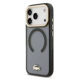 Lacoste Frosted Finish Transparent Black with Gold Edge Case for iPhone 17 Pro - MagSafe Compatible