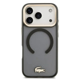Lacoste Frosted Finish Transparent Black with Gold Edge Case for iPhone 17 Pro - MagSafe Compatible