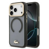 Lacoste Frosted Finish Transparent Black with Gold Edge Case for iPhone 17 Pro - MagSafe Compatible