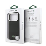 Lacoste Petit Piqué Black with Silver Rim Case for iPhone 17 Pro / 18 Pro - MagSafe Compatible