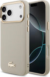Lacoste Taupe PU Leather Hard Case for iPhone 17 Pro - MagSafe Compatible