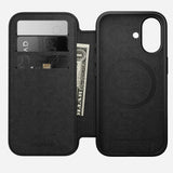 NOMAD Black Modern Leather Folio Case for iPhone 17
