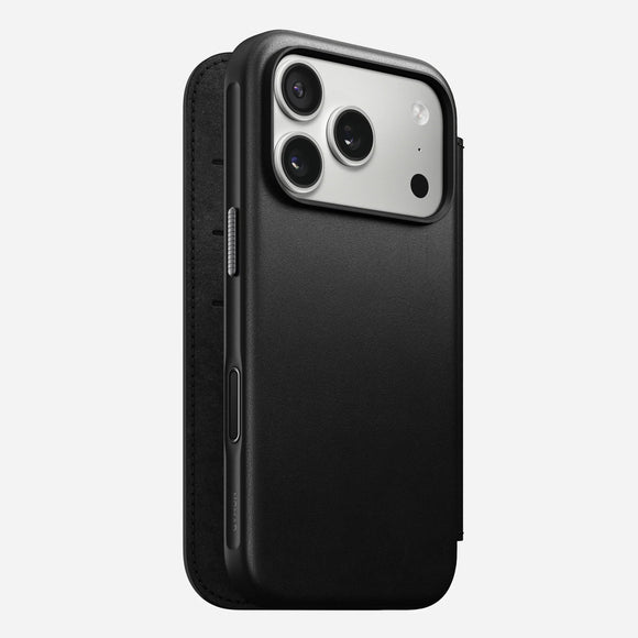 NOMAD Black Modern Leather Folio Case for iPhone 17 Pro Max