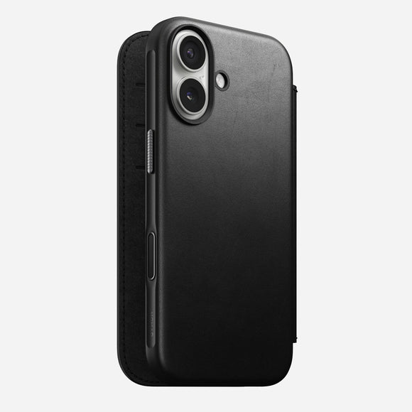 NOMAD Black Modern Leather Folio Case for iPhone 17