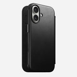 NOMAD Black Modern Leather Folio Case for iPhone 17