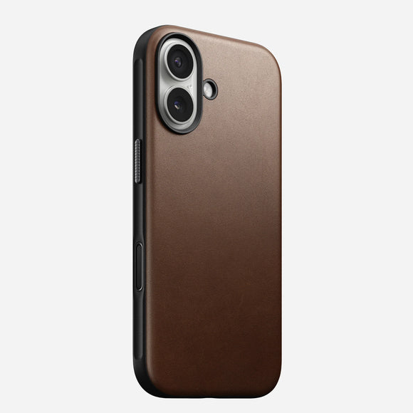 NOMAD Brown Modern Leather Case for iPhone 17