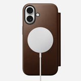 NOMAD Brown Modern Leather Folio Case for iPhone 17