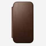 NOMAD Brown Modern Leather Folio Case for iPhone 17