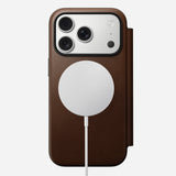 NOMAD Brown Modern Leather Folio Case for iPhone 17 Pro Max