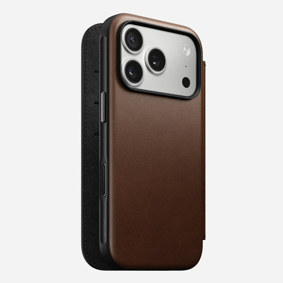 NOMAD Brown Modern Leather Folio Case for iPhone 17 Pro Max