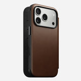 NOMAD Brown Modern Leather Folio Case for iPhone 17 Pro Max