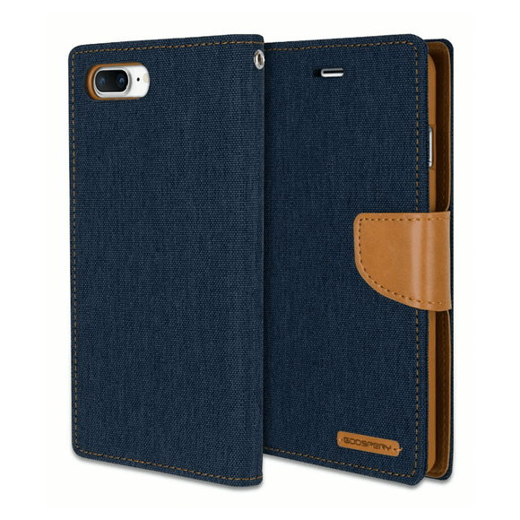 Goospery Blue Canvas Diary Case for iPhone 7+/8+