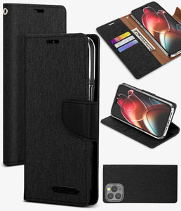 Goospery Canvas Wallet Phone Case for iPhone 14 Pro Max - Black
