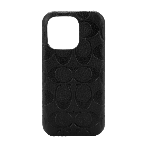Coach Signature C Black Leather Slim Wrap Case for iPhone 14 Pro