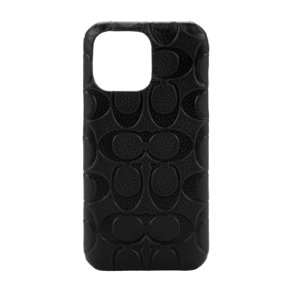 Coach Signature C Black Leather Slim Wrap Case for iPhone 14 Pro Max