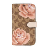 Coach Signature Peony Khaki/Pink Folio Wallet for iPhone 11 Pro