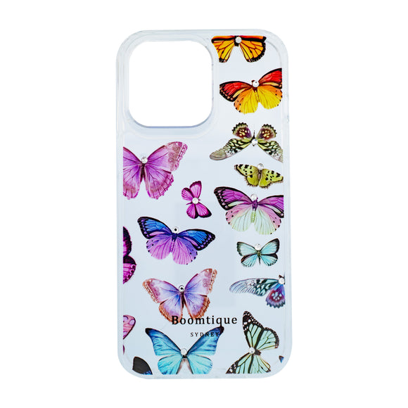 Boomtique Diamond Butterfly Case for iPhone 13 Pro (Rainbow)
